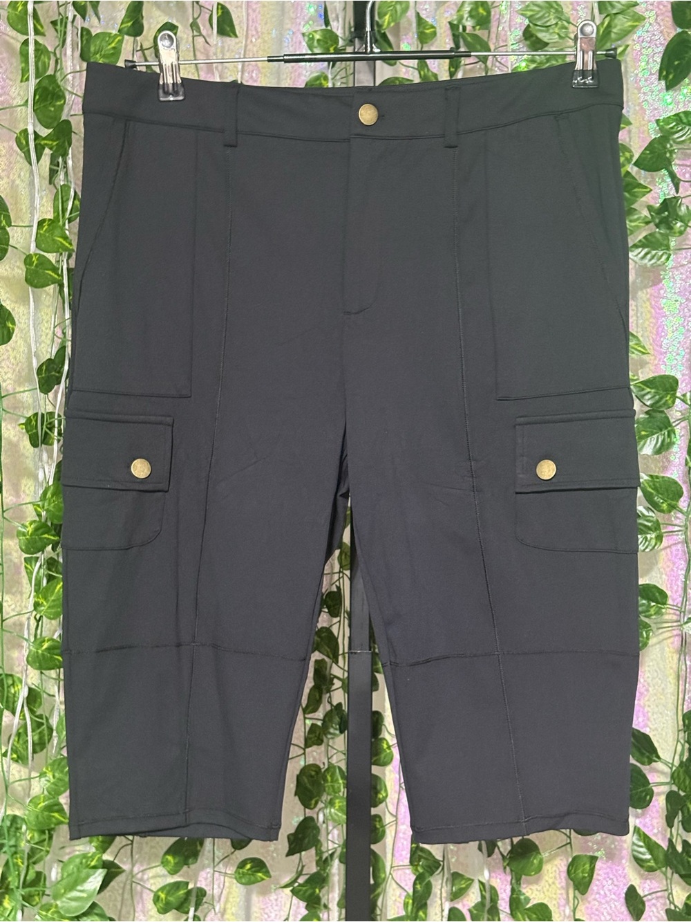 Halara DayStretch High Waisted Skinny Pedal Pusher Casual Black Cargo Pants XL - Picture 5 of 7